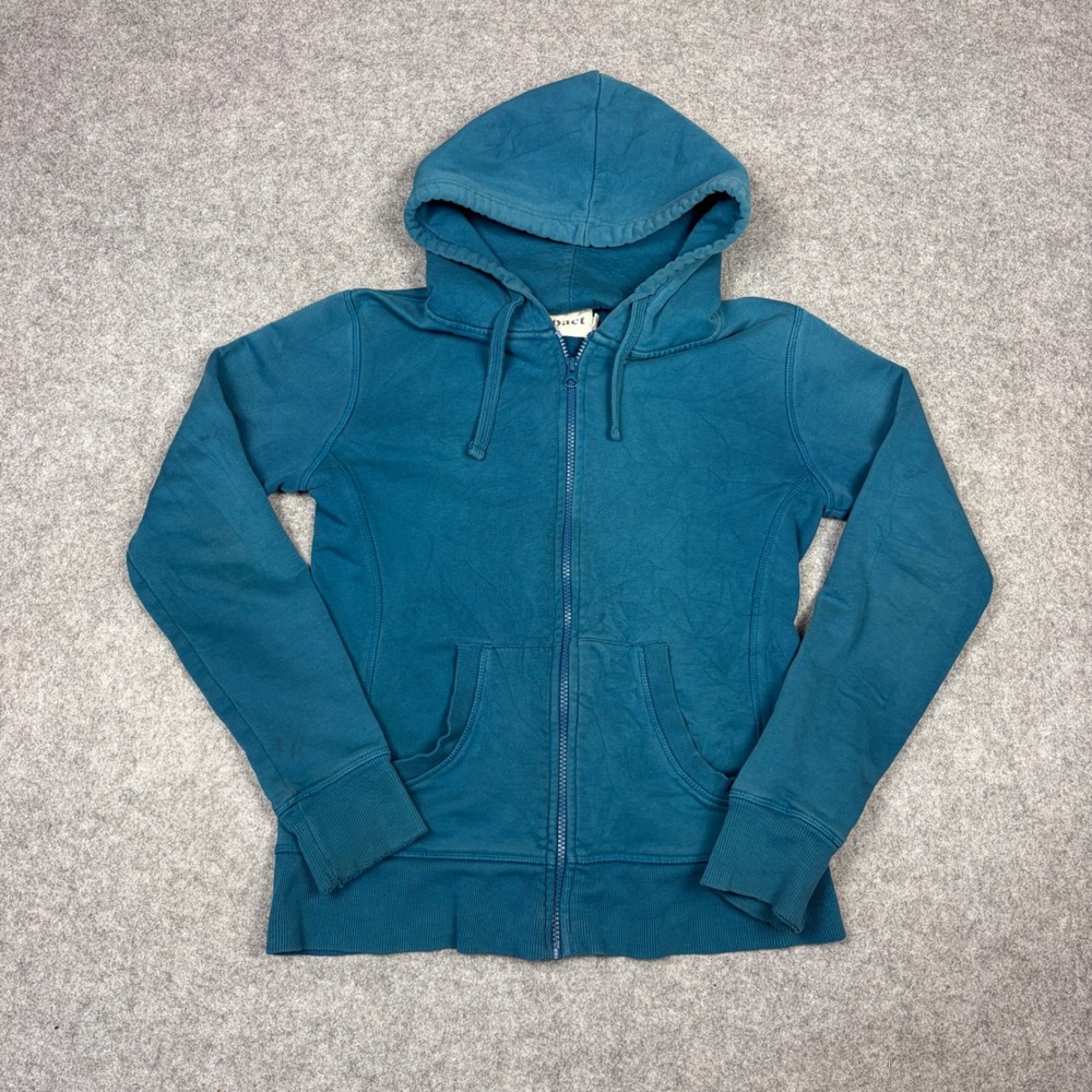 Pact Organic Cotton Full Zip Hoodie Teal Blue Small Sweatshirt
